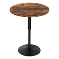 Height Adjustable Bar Table 360 Swivel Round Gaslift Design 60cm Rustic Brown Black