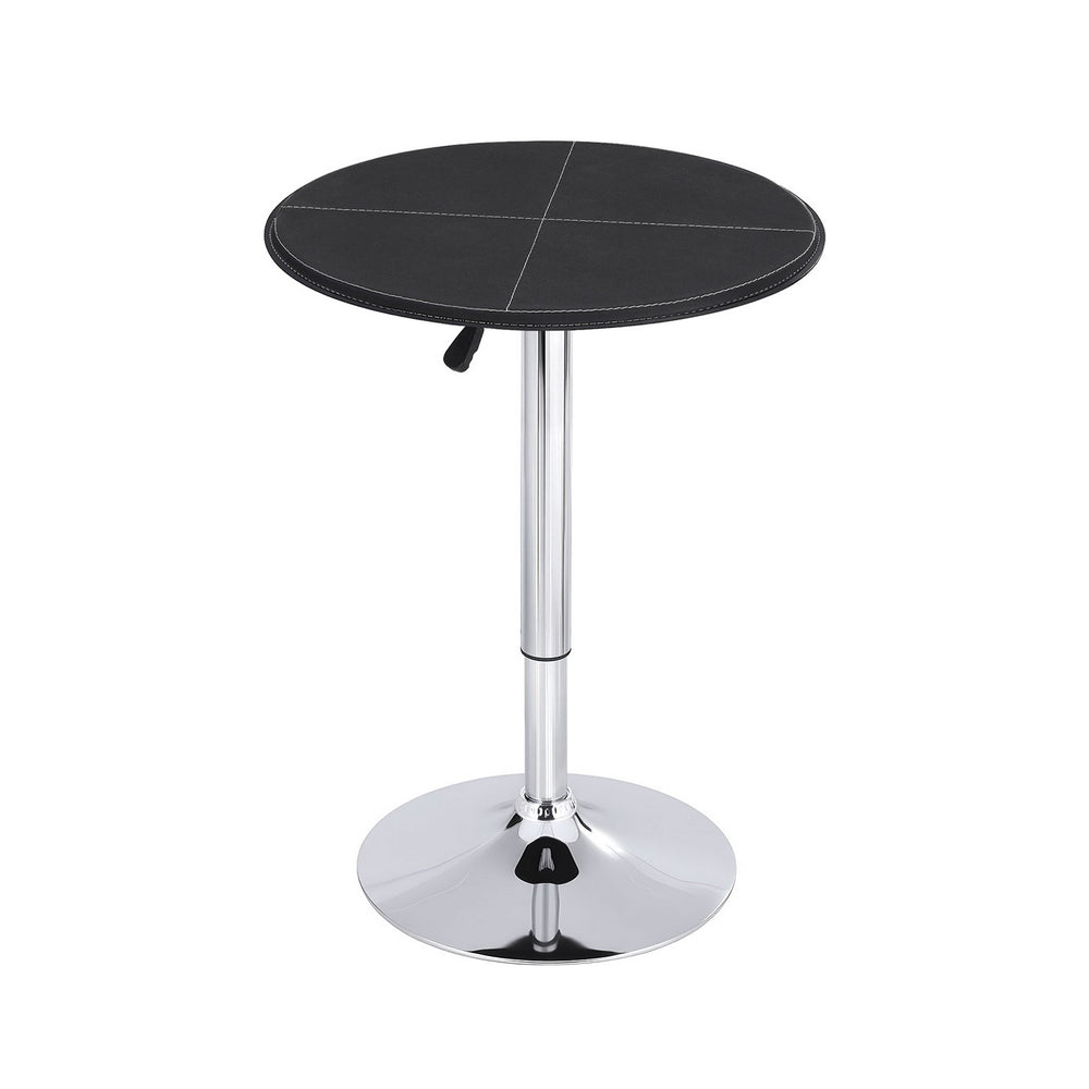 Bar Table Round Swivel Height Adjustable 62cm Modern PVC Leather Black