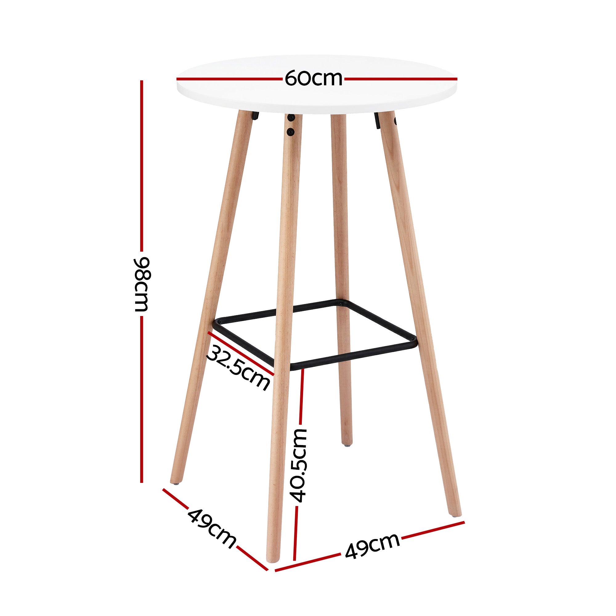 Round Bar Table 98cm Counter Height Kitchen Dining Desk - White