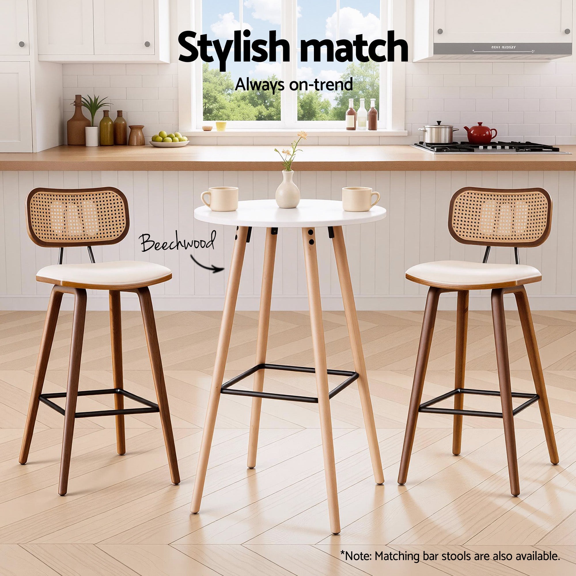 Round Bar Table 98cm Counter Height Kitchen Dining Desk - White