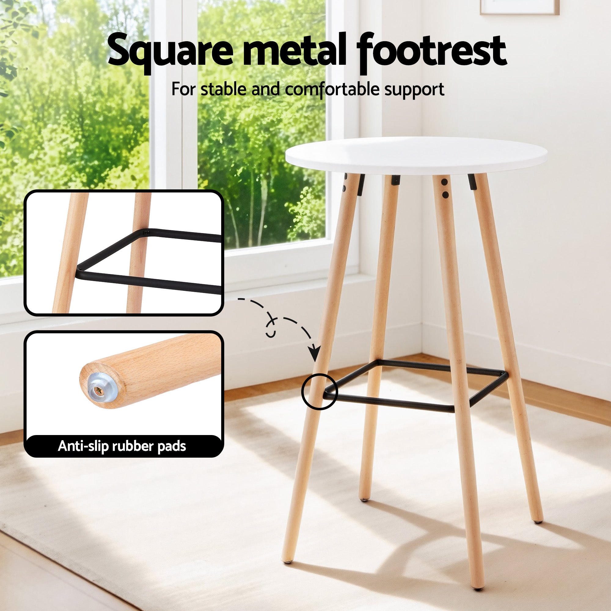 Round Bar Table 98cm Counter Height Kitchen Dining Desk - White