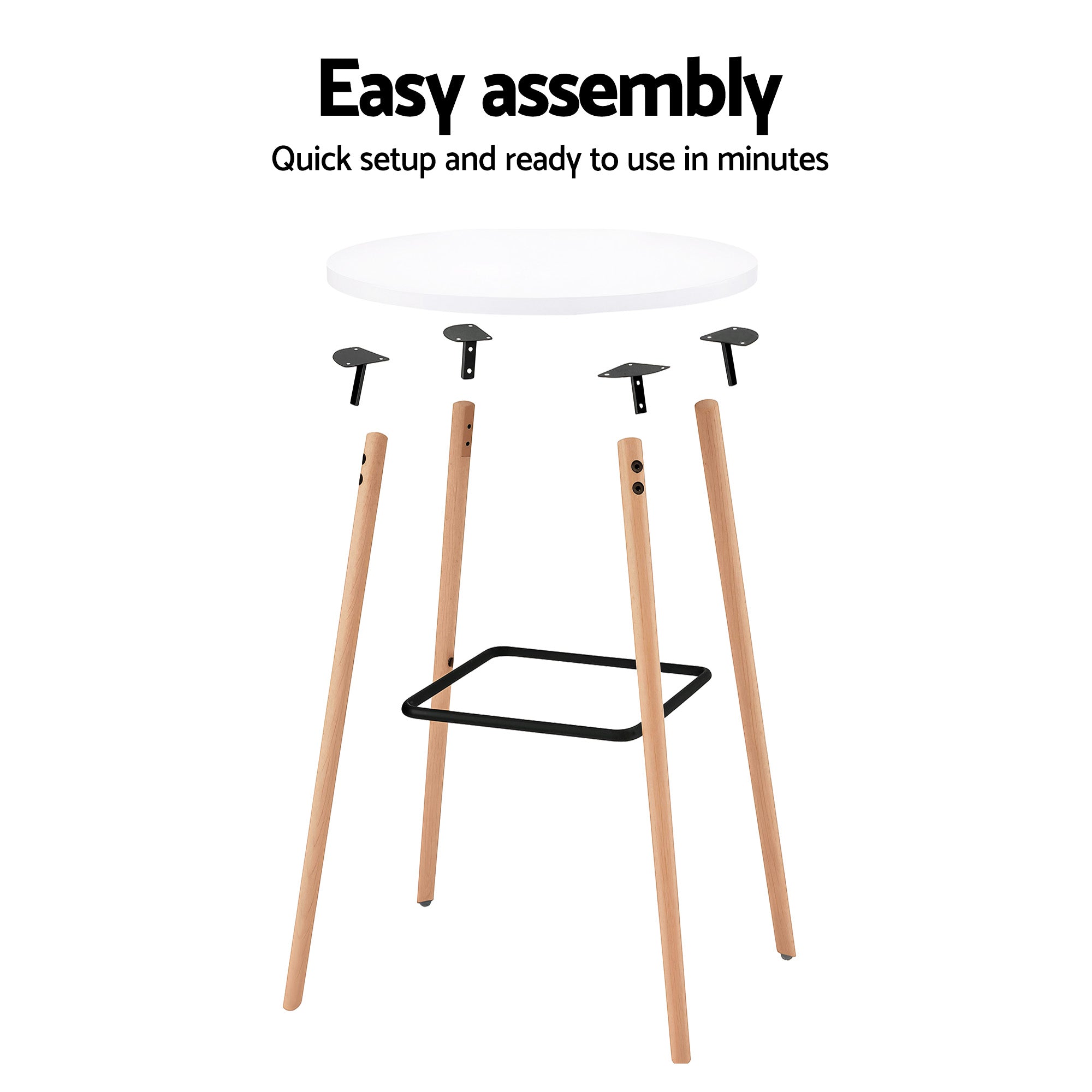 Round Bar Table 98cm Counter Height Kitchen Dining Desk - White