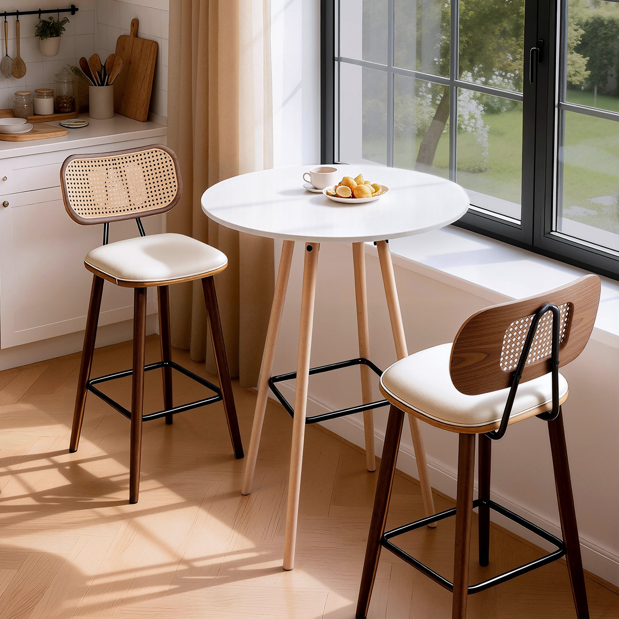 Round Bar Table 98cm Counter Height Kitchen Dining Desk - White