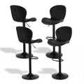 Set of 4 Varelle Adjustable PU Leather Bar Stools - Black