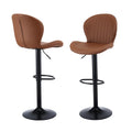 Set of 2 Varelle Adjustable PU Leather Bar Stools - Brown