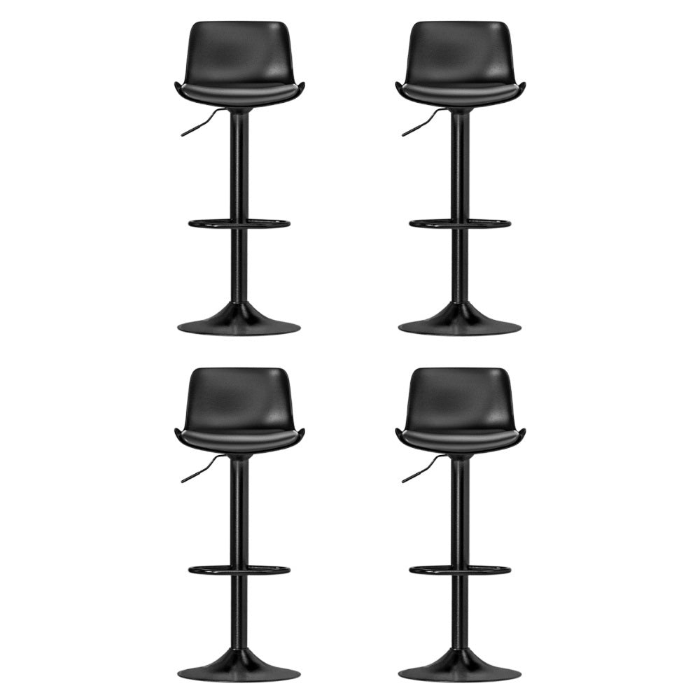 4x Bar Stools Padded Seat Gas Lift Black