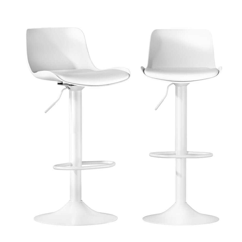 Set of 2 Classic White Swivel Gas Lift Bar Stools White