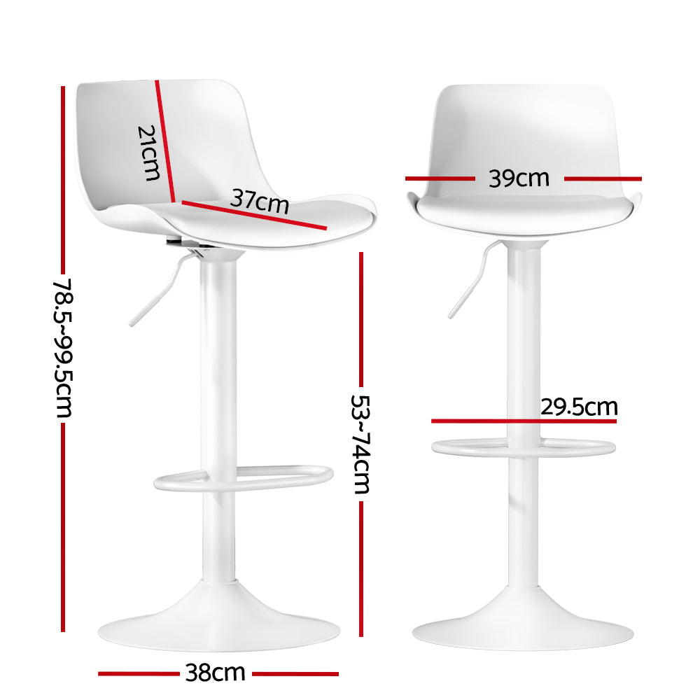 Set of 2 Classic White Swivel Gas Lift Bar Stools White