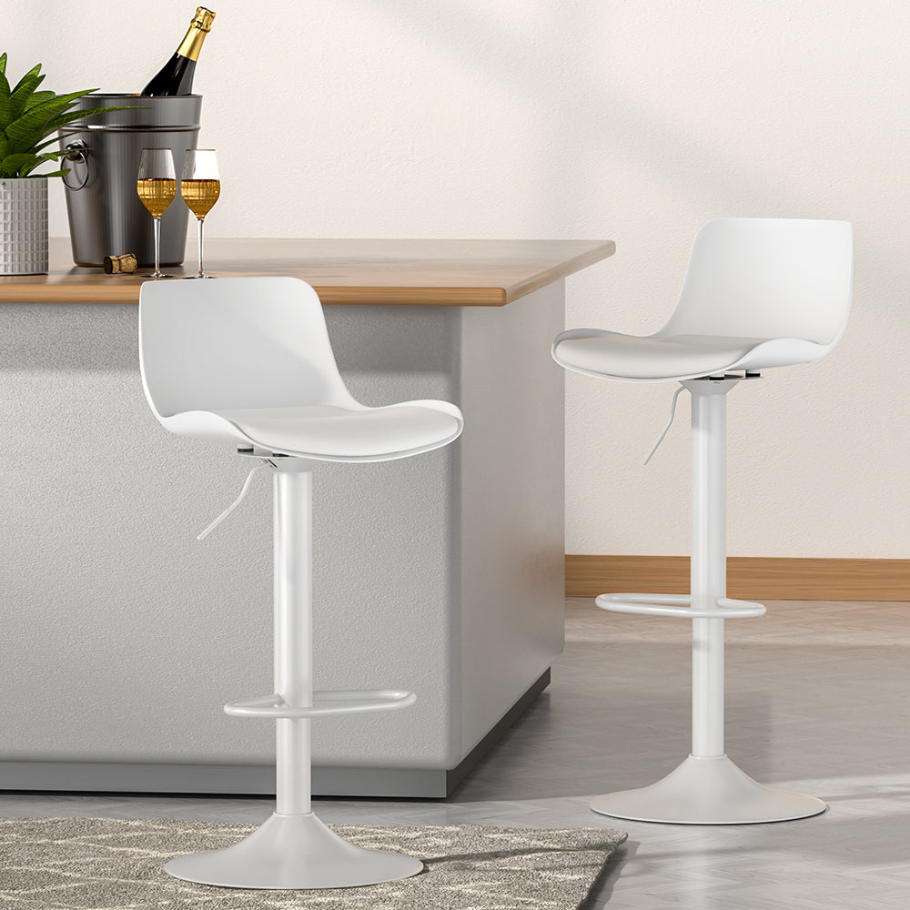 Set of 2 Classic White Swivel Gas Lift Bar Stools White