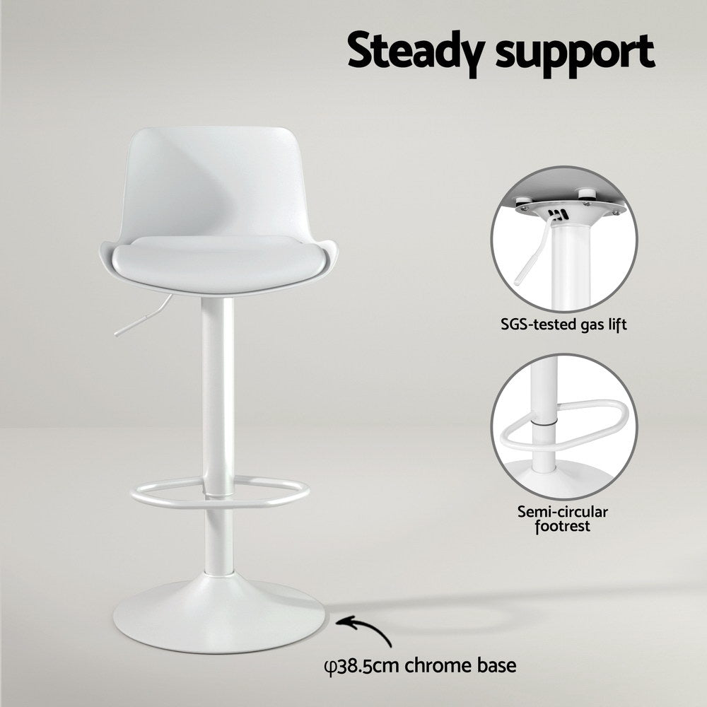 Set of 2 Aurora Gas Lift Bar Stools - Classic White