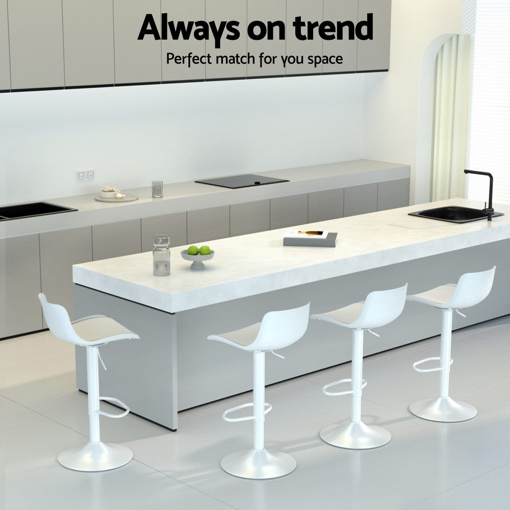 Set of 2 Aurora Gas Lift Bar Stools - Classic White