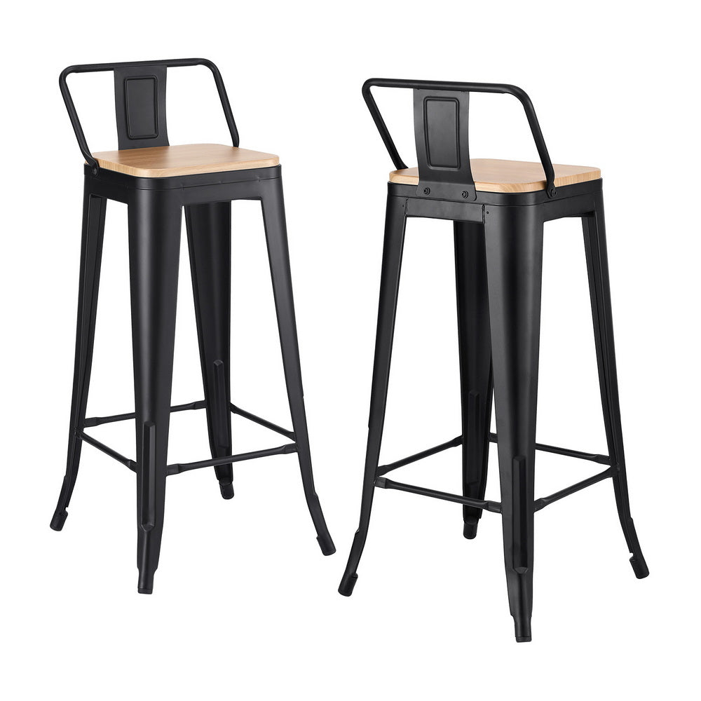 Set of 2 Knox Industrial Stackable Bar Stools – Black
