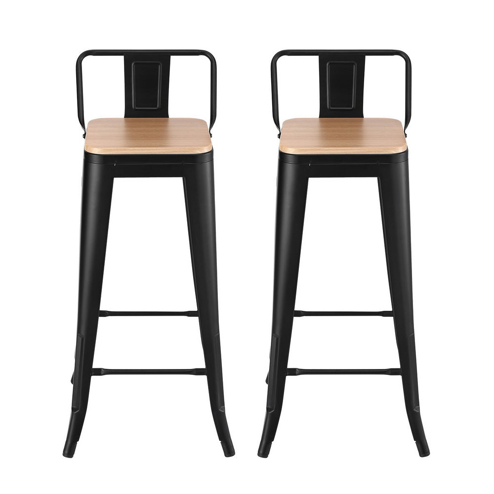 Set of 2 Knox Industrial Stackable Bar Stools – Black