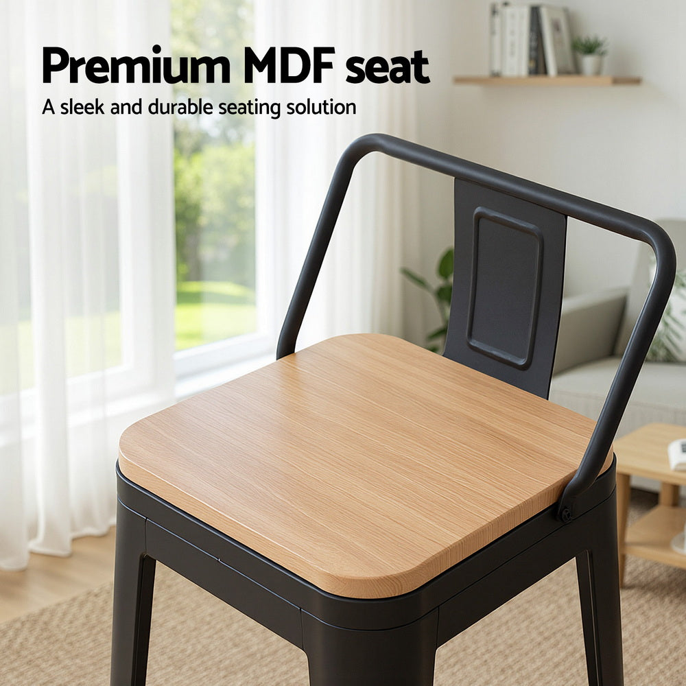 Set of 2 Knox Industrial Stackable Bar Stools – Black