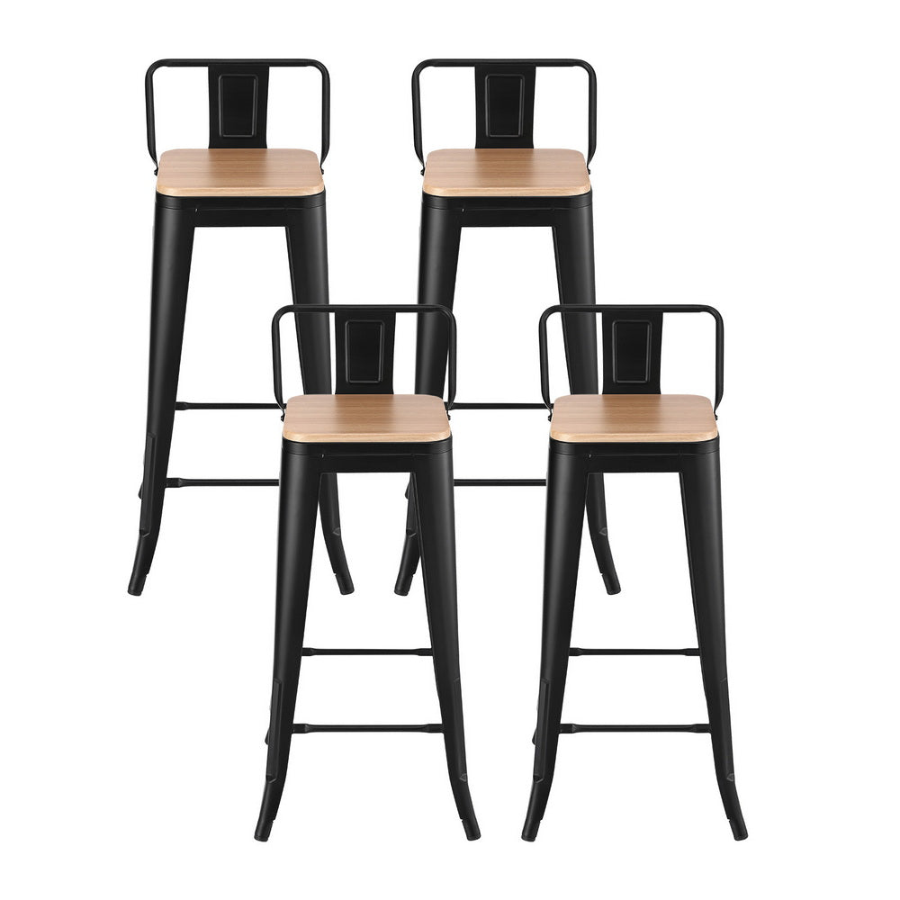 Set of 4 Knox Industrial Stackable Bar Stools – Black