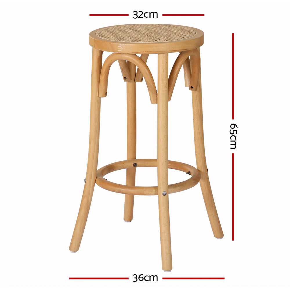 Set of 3 Apri Rattan Seat Bar Stools