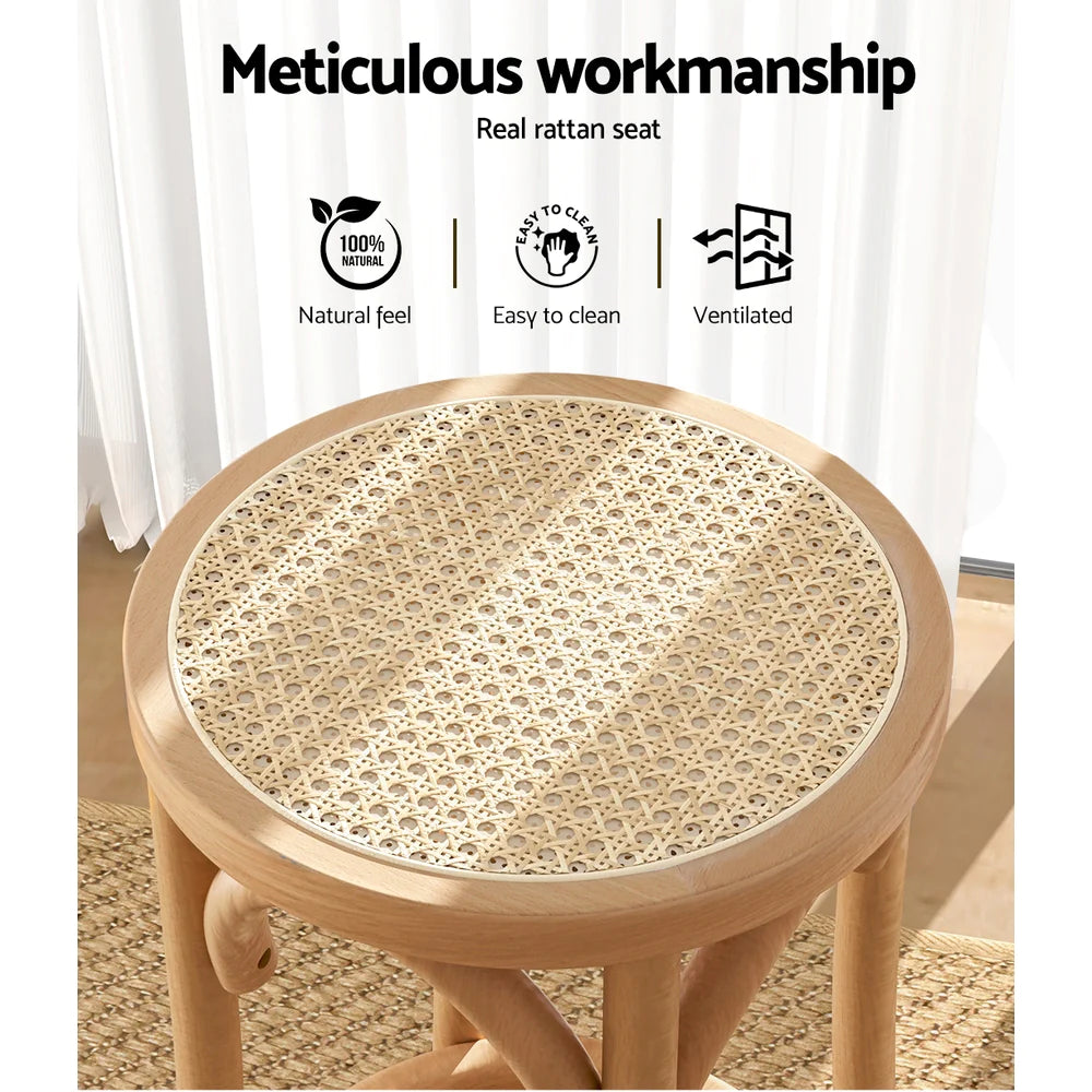 Set of 3 Apri Rattan Seat Bar Stools