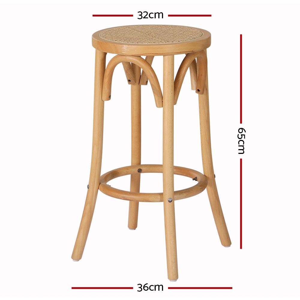 Set of 3 Wooden Kitchen Bar Stools 65cm - Pine