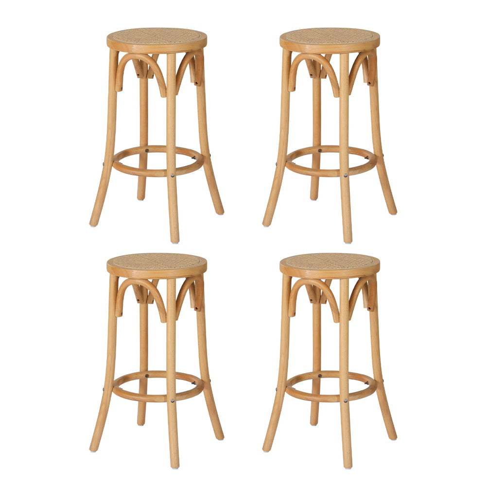 4x Bar Stoosl Rattan Seat Wooden