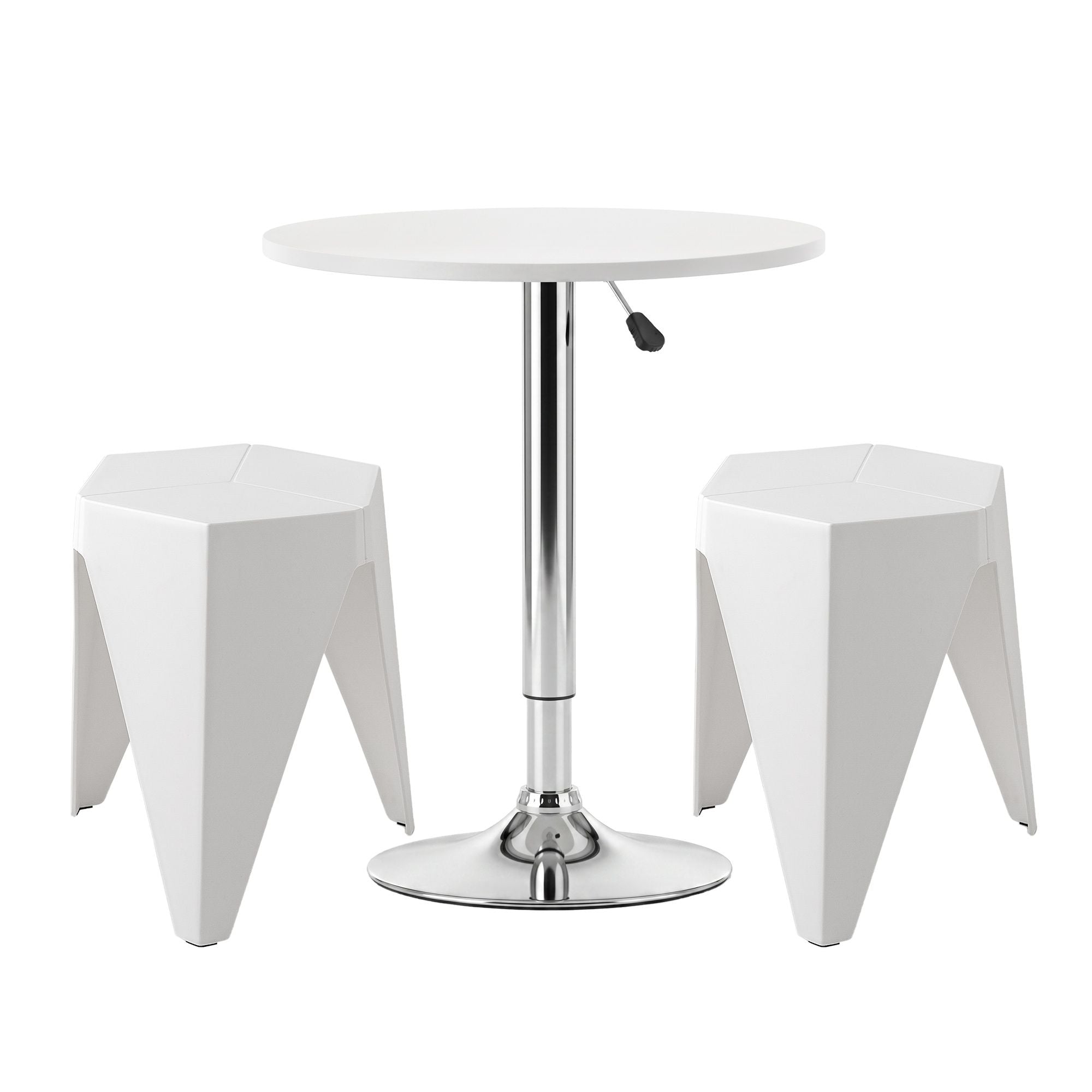 Bar Stools and Table Set 3PCS Dining Desk Kitchen Chairs Cafe Pub White