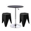 Bar Stools and Table Set 3PCS Dining Desk Kitchen Chair PVC Leather Black