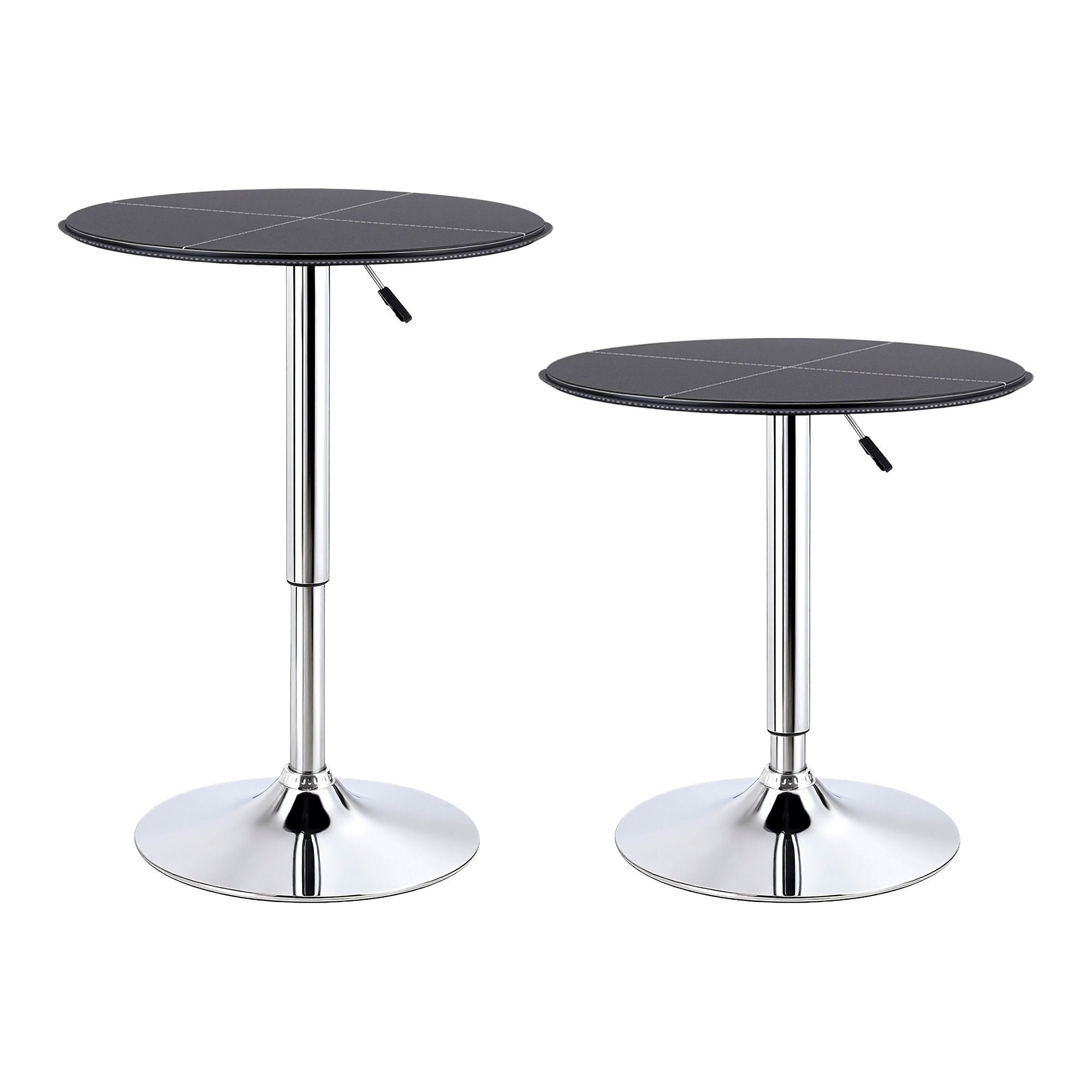 Bar Stools and Table Set 3PCS Dining Desk Kitchen Chair PVC Leather Black