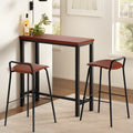 Industrial Bar Table and Stools Set – Brown & Black (Set of 3)