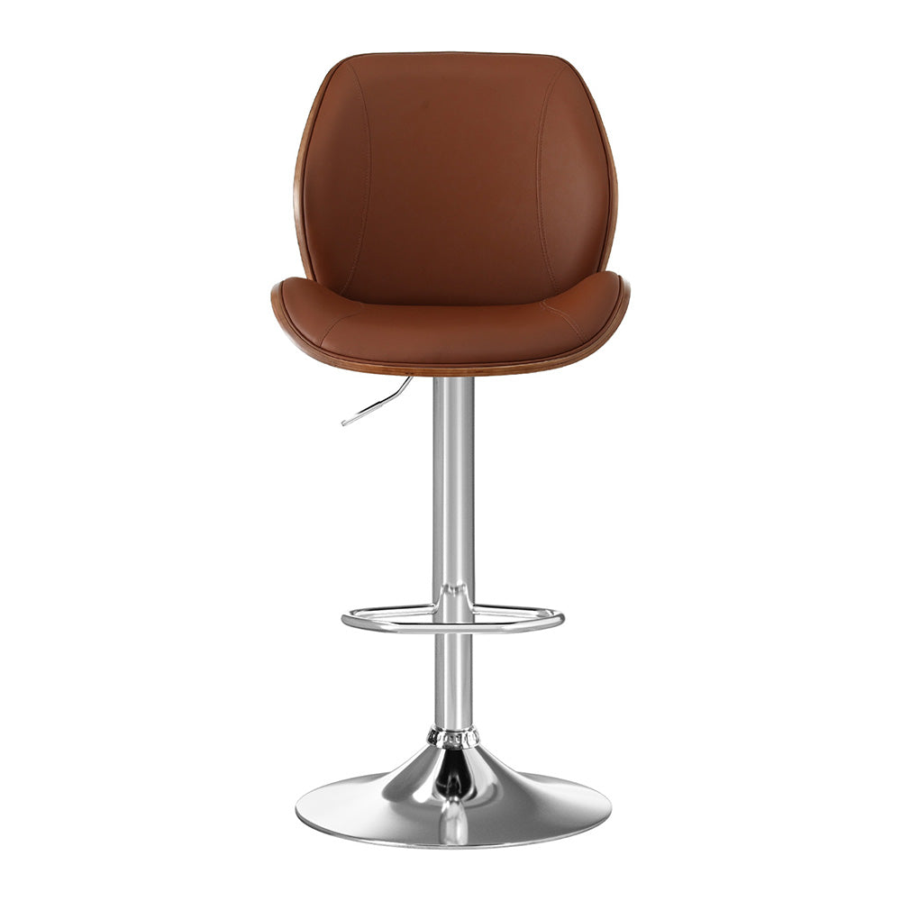 Lorien Adjustable Bentwood Leather Bar Stool - Brown