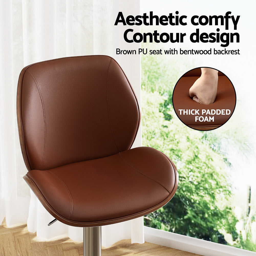 Loria Bar Stool Set of 4 Lorien Bentwood Leather Bar Stools - Brown | Bar Stool Centre