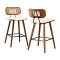 Set of 2 Coralie Rattan Back Bar Stools – Beige & Walnut