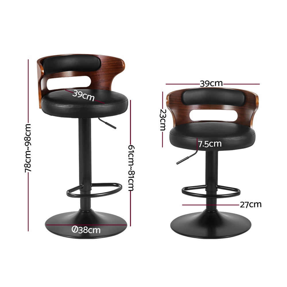 Set of 4 Grandeur Wooden Bar Stools - Black