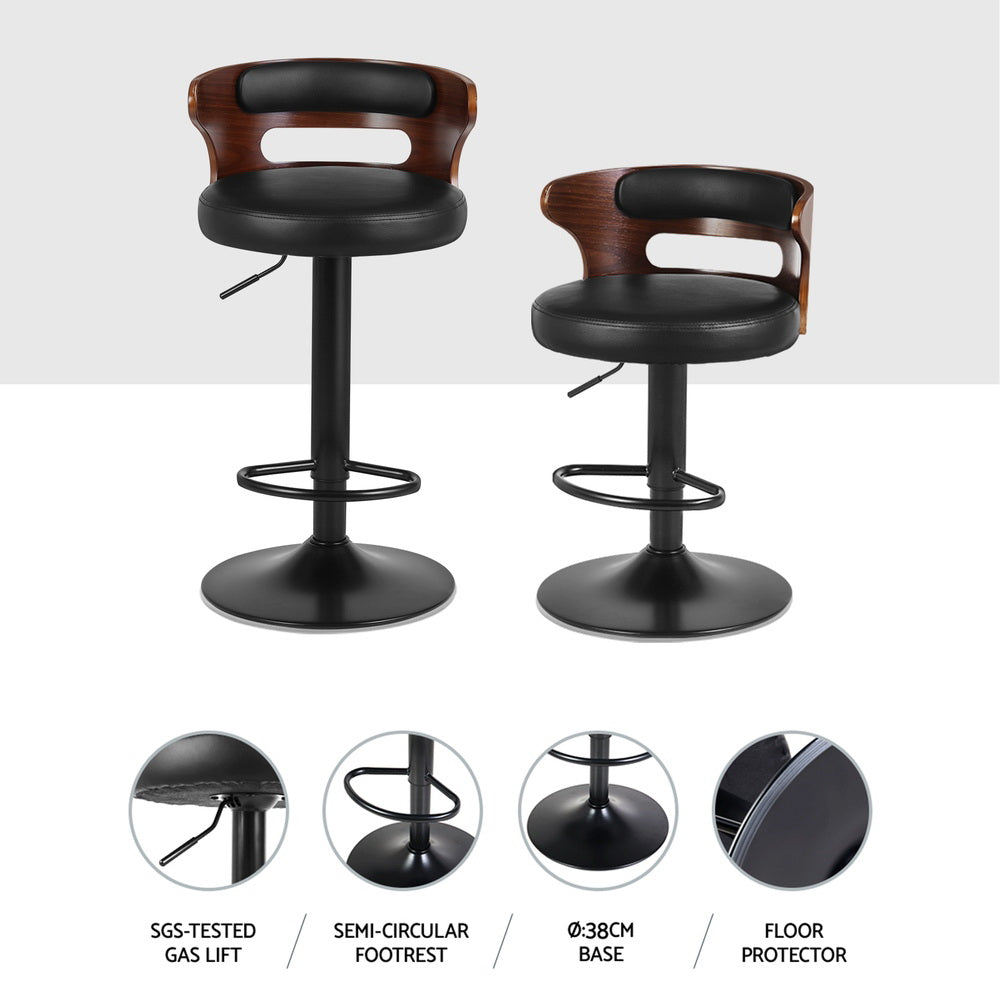 Set of 4 Grandeur Wooden Bar Stools - Black