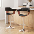 Set of 2 Finley Wooden Gas Lift Bar Stools With Armrest Black