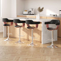 Set of 4 Finley Wooden Gas Lift Bar Stools With Armrest Black