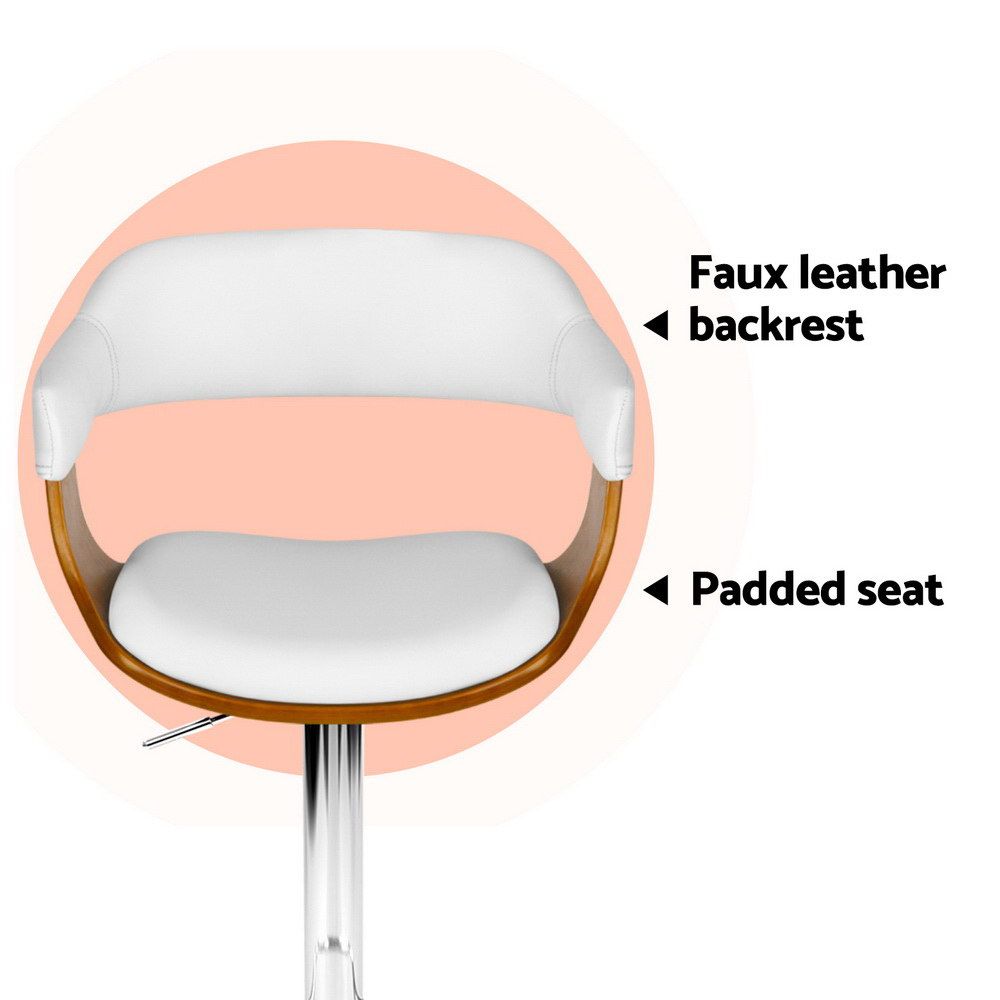 Set of 3 Swivel Gas Lift Bar Stools PU Seat Adjustable Height - White