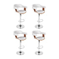 Set of 4 Finley Wooden Gas Lift Bar Stools With Armrest White