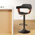 Flynn Wooden Gas Lift Bar Stool With Armrest - Black