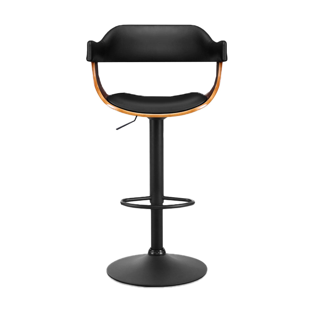 Flynn Wooden Gas Lift Bar Stool With Armrest Black