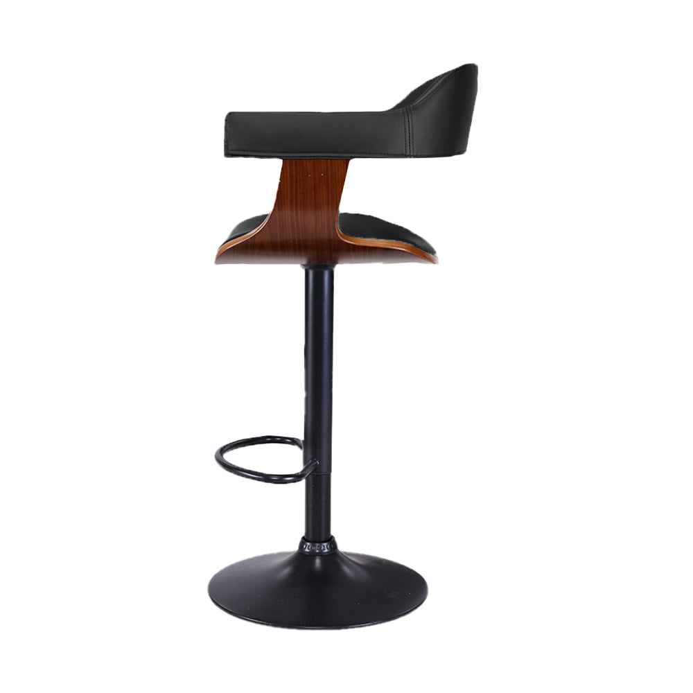 Flynn Wooden Gas Lift Bar Stool With Armrest Black