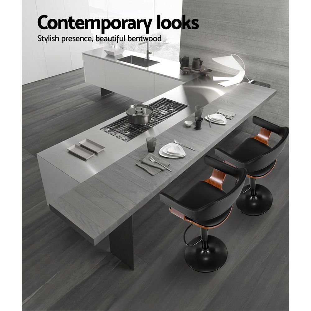 Set of 3 Selina Swivel Gas Lift Bar Stools - Black
