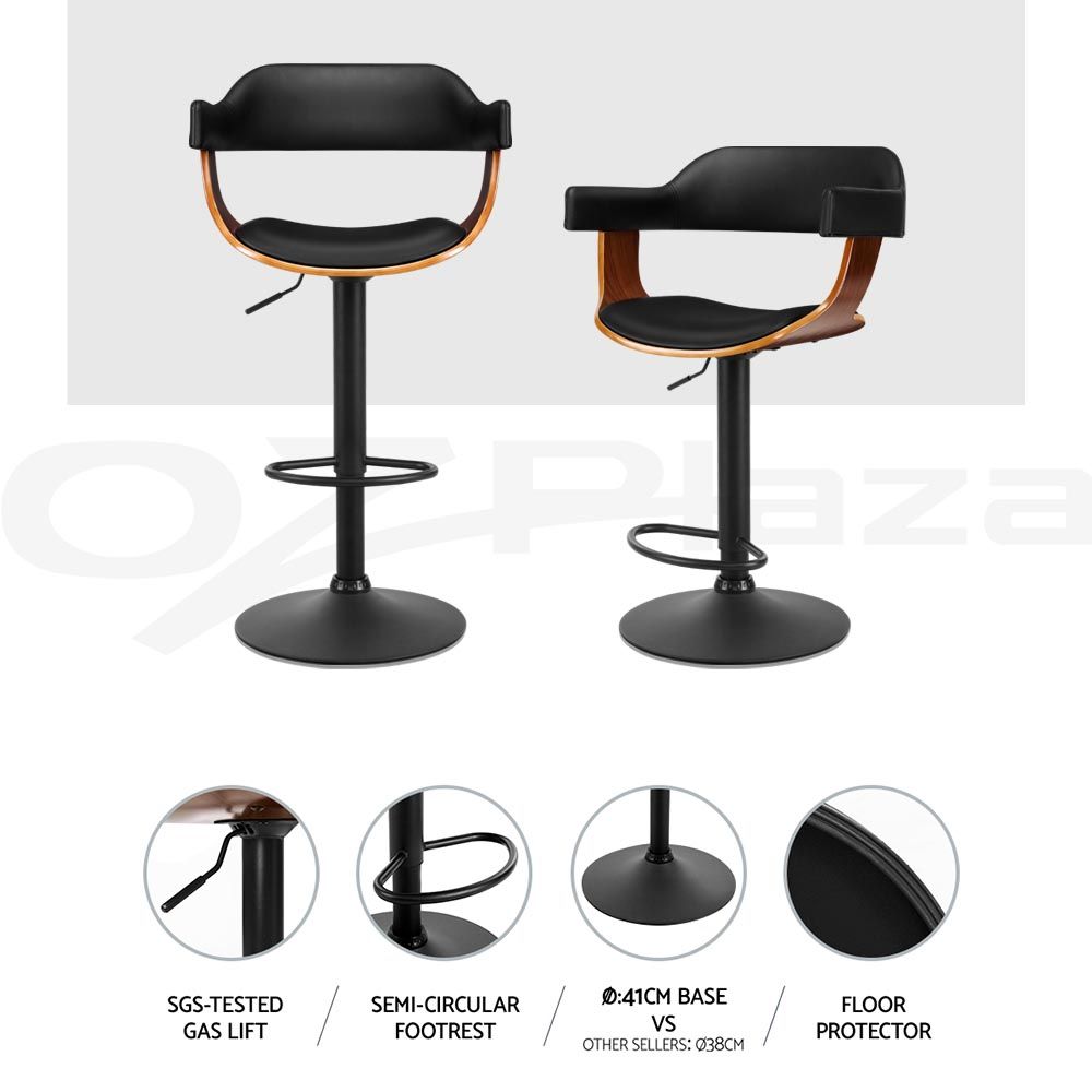 Set of 3 Selina Swivel Gas Lift Bar Stools - Black