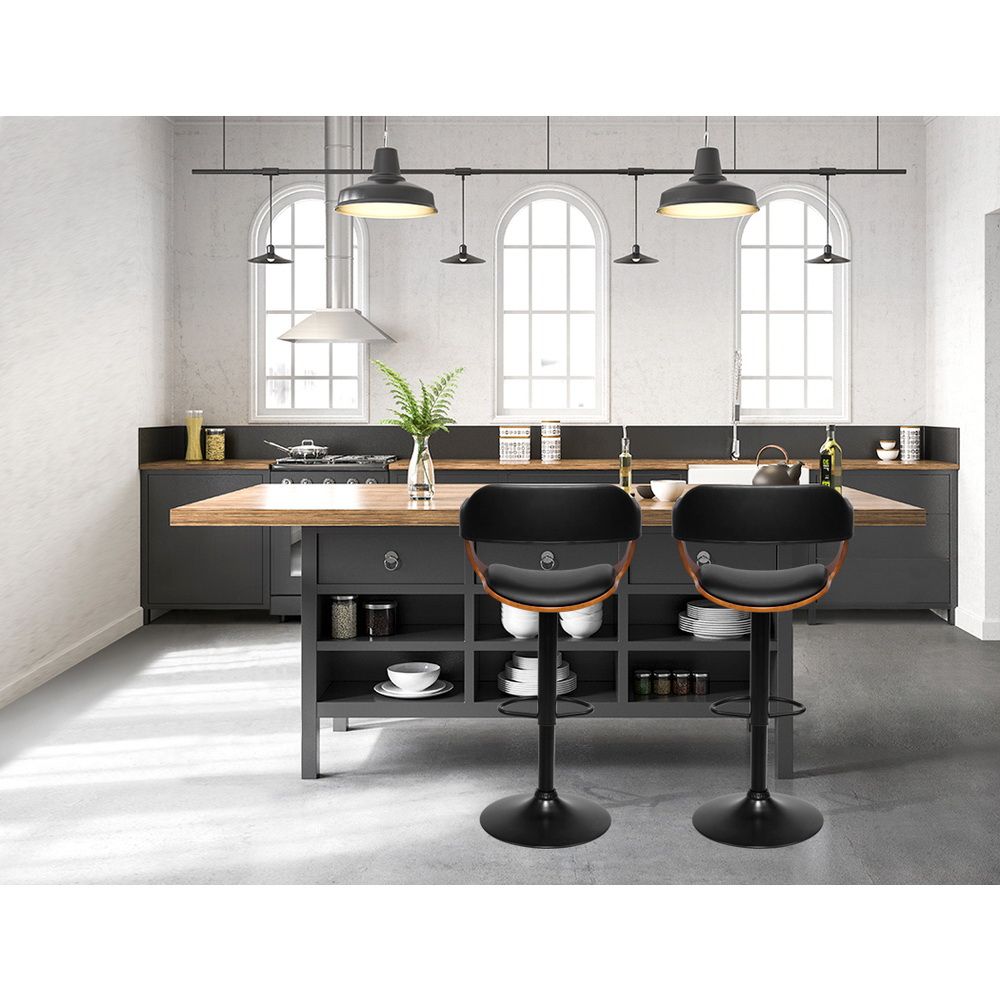 Set of 3 Selina Swivel Gas Lift Bar Stools - Black