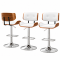 Set of 3 Swivel Gas Lift Bar Stools Kitchen Counter Chairs - White