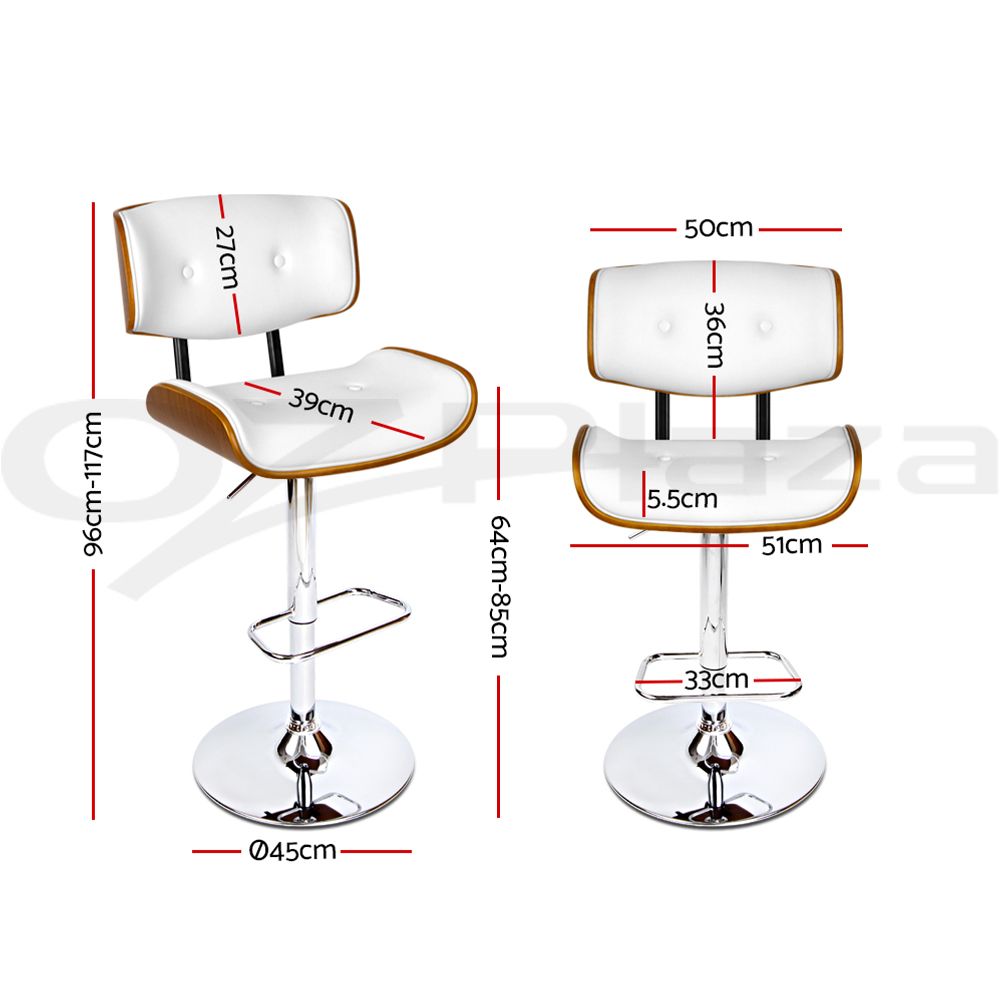 Set of 3 Swivel Gas Lift Bar Stools Kitchen Counter Chairs - White