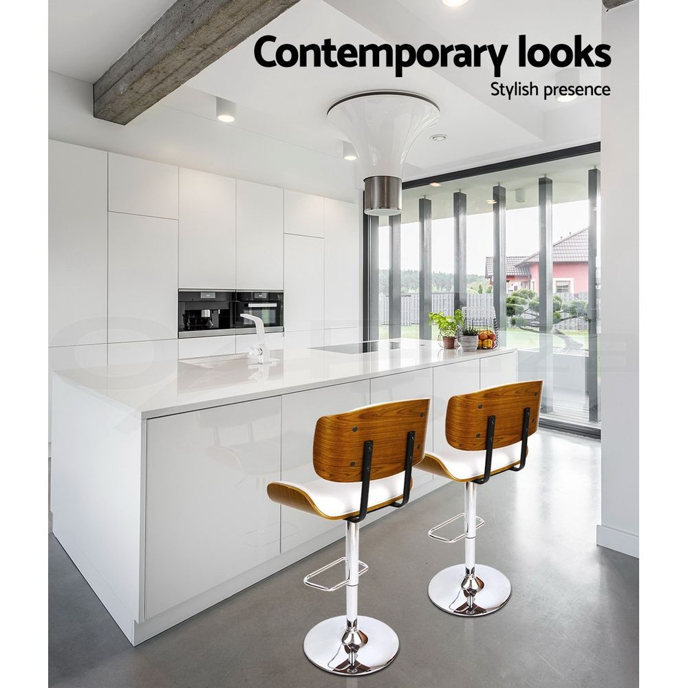 Set of 3 Swivel Gas Lift Bar Stools Kitchen Counter Chairs - White