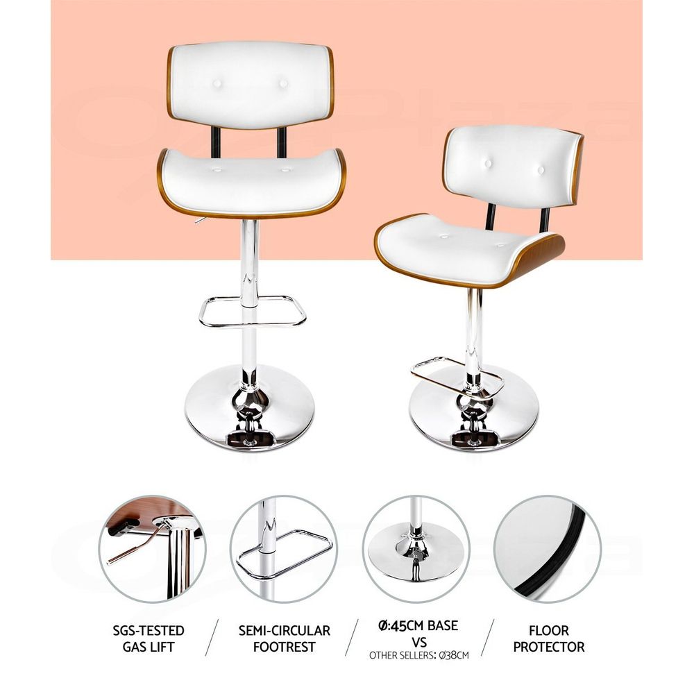 Set of 3 Swivel Gas Lift Bar Stools Kitchen Counter Chairs - White
