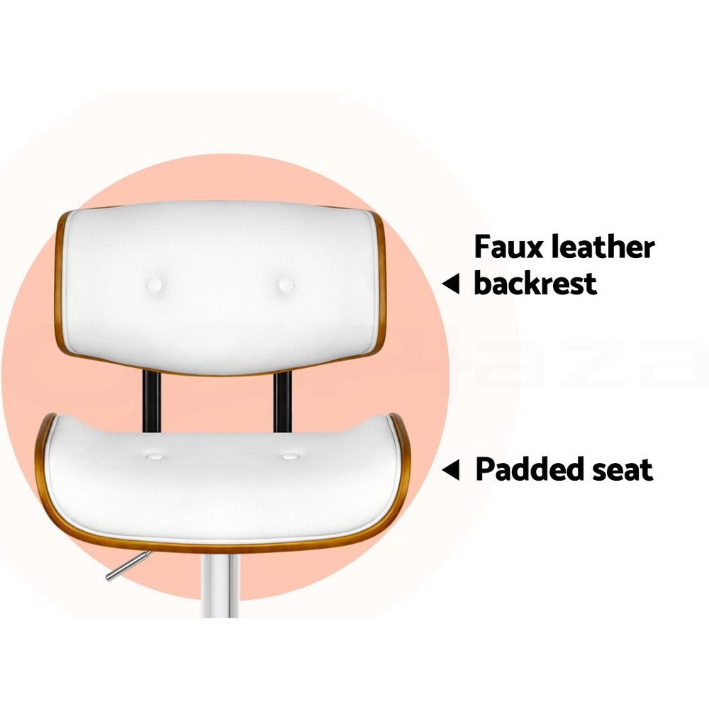 Set of 3 Swivel Gas Lift Bar Stools Kitchen Counter Chairs - White