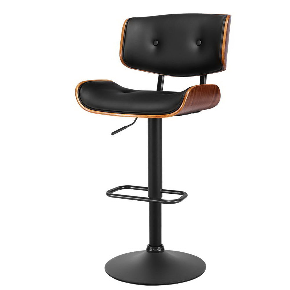 Harper Wood and Leather Gas Lift Bar Stool Black
