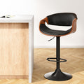 Landon Wood and Leather Gas Lift Bar Stool Black