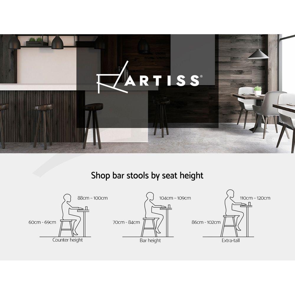 Set of 3 Ambrus Gas Lift Swivel Kitchen Counter Bar Stools - Black